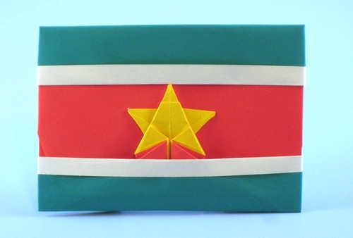 Origami Flag of Suriname by Gilad Aharoni folded by Gilad Aharoni