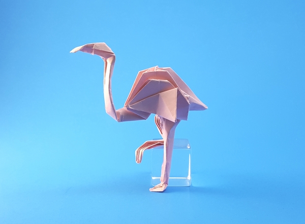 Origami Flamingo by John Montroll folded by Gilad Aharoni