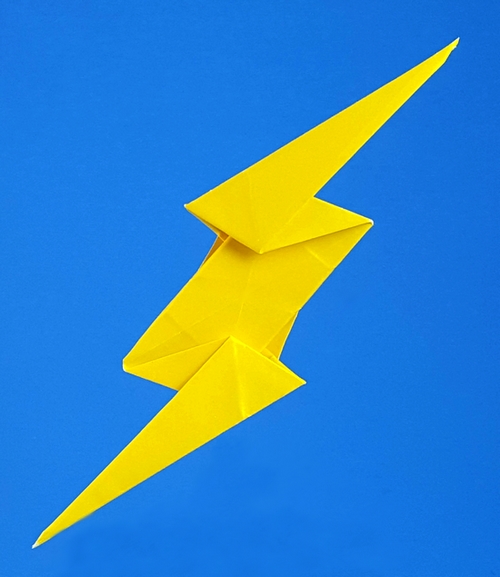 Origami The Flash symbol by John Montroll folded by Gilad Aharoni
