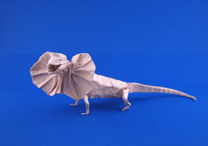 Origami Frill-necked lizard by Ronald Koh folded by Gilad Aharoni