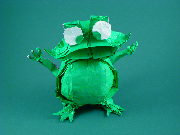 Origami Frog - cartoon by Nicolas Terry folded by Gilad Aharoni