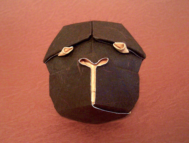 Origami Gorilla mask by Kunihiko Kasahara folded by Gilad Aharoni
