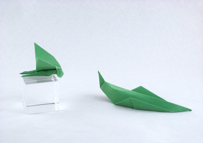 Origami Grasshopper (2 variations) by Akira Yoshizawa folded by Gilad Aharoni