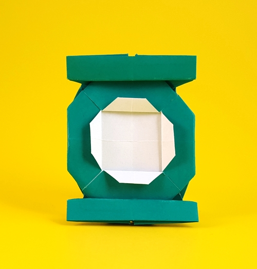 Origami Green Lantern symbol by John Montroll folded by Gilad Aharoni
