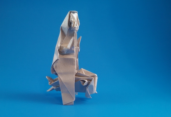 Origami Gyoran Kannon - riding a fish by Kawai Toyoaki folded by Gilad Aharoni
