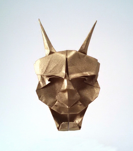 Origami Hannya mask by Fukui Hisao folded by Gilad Aharoni
