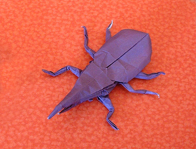 Origami Hercules beetle by Robert J. Lang folded by Gilad Aharoni