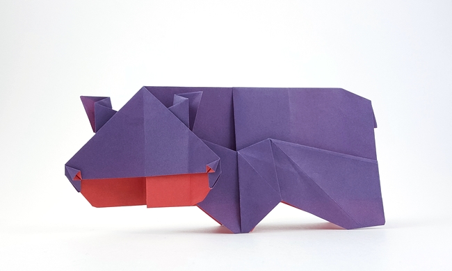 Origami Hippopotamus by Marc Vigo Anglada folded by Gilad Aharoni