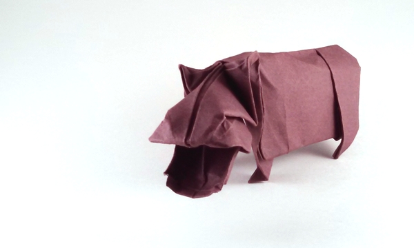 Origami Hippopotamus by John Montroll folded by Gilad Aharoni