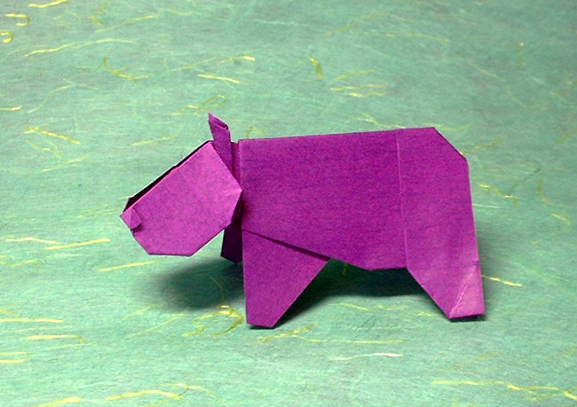 Origami Hippopotamus by Makoto Yamaguchi folded by Gilad Aharoni