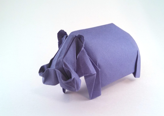 Origami Hippopotamus by Jozsef Zsebe folded by Gilad Aharoni