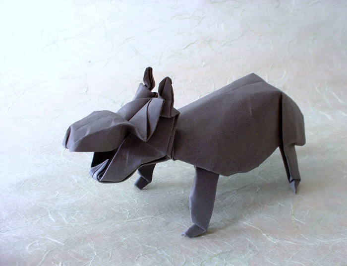 Origami Hippopotamus by Lionel Albertino folded by Gilad Aharoni
