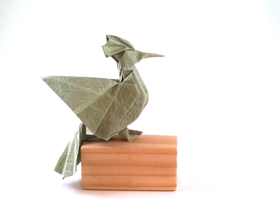 Origami Hoopoe by John Montroll folded by Gilad Aharoni