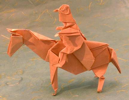 Origami Horse with rider by John Montroll folded by Gilad Aharoni