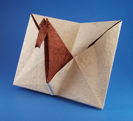 Origami Horse pop-up card by Sy Chen folded by Gilad Aharoni
