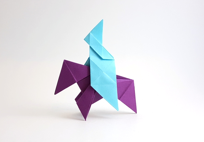 Origami Horse and rider by Carl Adolf Senff folded by Gilad Aharoni