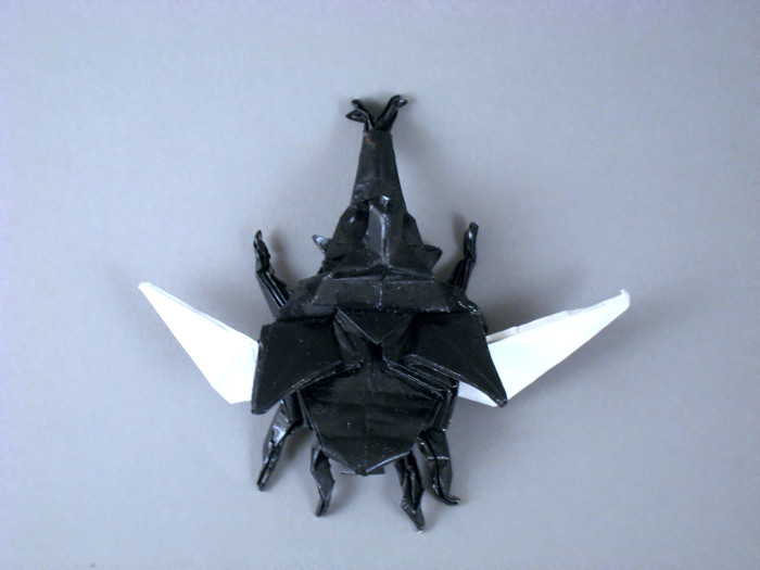 Origami Samurai helmet beetle - winged by Jun Maekawa folded by Gilad Aharoni
