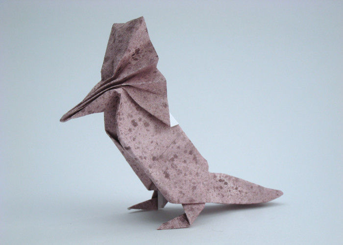 Origami Crested kingfisher by Kunihiko Kasahara folded by Gilad Aharoni