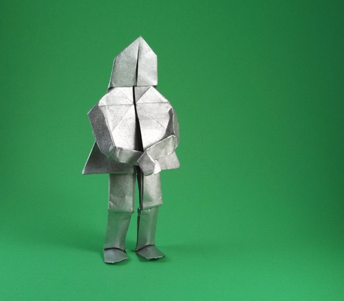 Origami Knight in armor by Neal Elias folded by Gilad Aharoni