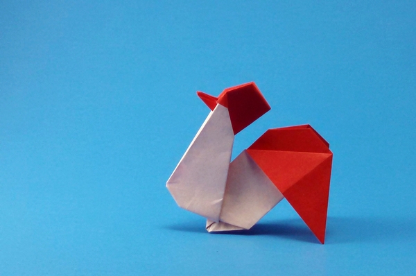 Origami Rooster by Kumasaka Hiroshi folded by Gilad Aharoni