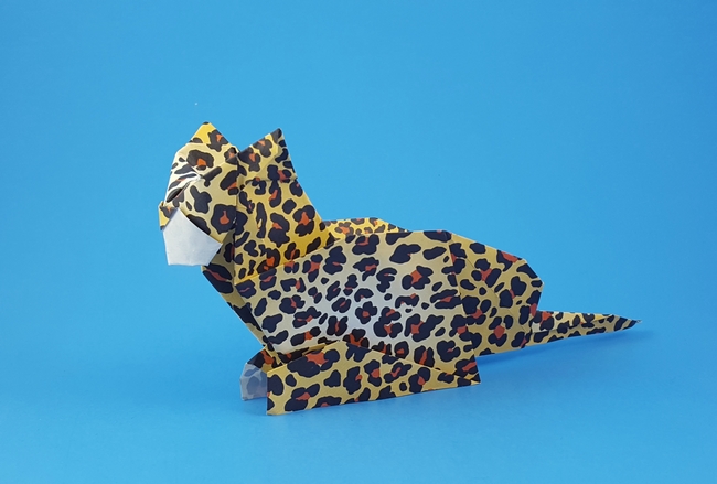 Origami Leopard by Michael G. LaFosse folded by Gilad Aharoni