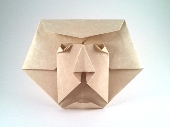 Origami Lion head by Michel Grand folded by Gilad Aharoni