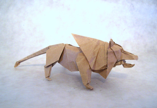 Origami Lion by Fumiaki Kawahata folded by Gilad Aharoni