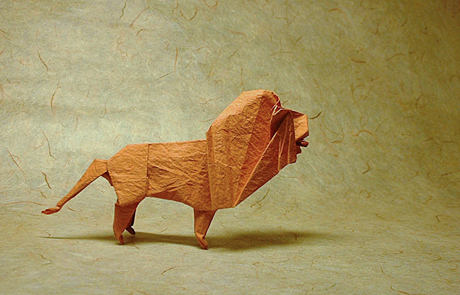 Origami Lion by John Montroll folded by Gilad Aharoni