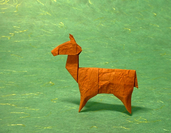 Origami Llama by John Montroll folded by Gilad Aharoni