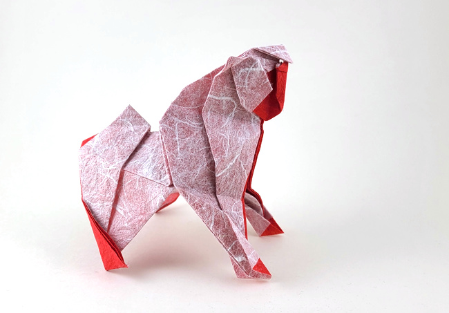 Origami Japanese macacque by Fumiaki Kawahata folded by Gilad Aharoni