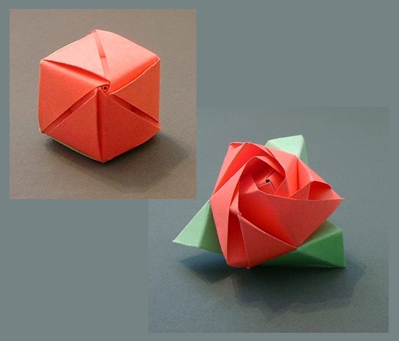 Origami Magic rose cube by Valerie Vann folded by Gilad Aharoni