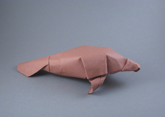 Origami West Indian Manatee by Michael G. LaFosse folded by Gilad Aharoni