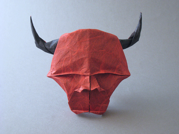 Origami Minotaur head by Gilad Aharoni folded by Gilad Aharoni