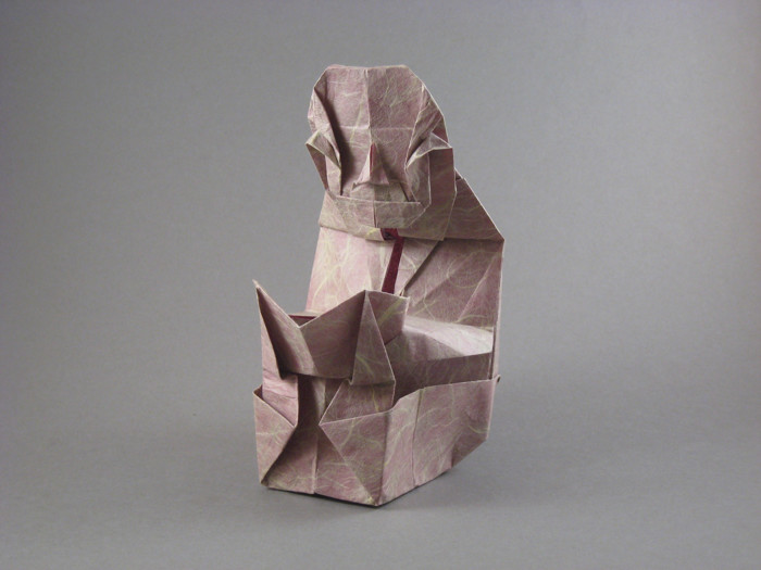 Origami Monk chanting a sutra by Kawai Toyoaki folded by Gilad Aharoni