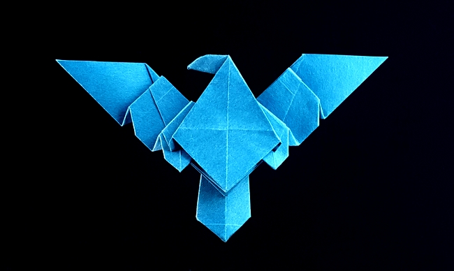 Origami Nightwing symbol by John Montroll folded by Gilad Aharoni