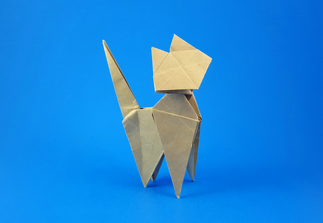 Origami Cat 15 degrees by Seiji Nishikawa folded by Gilad Aharoni