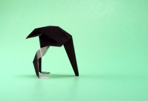 Origami Ostrich with head in the sand by Klaus Dieter Ennen folded by Gilad Aharoni