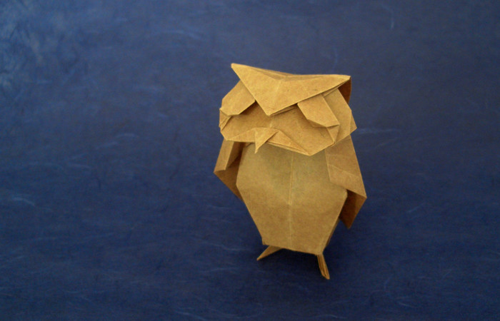 Origami Scops owl by Tsuda Yoshio folded by Gilad Aharoni