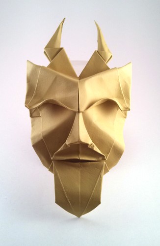 Origami Pan mask by Kunihiko Kasahara folded by Gilad Aharoni
