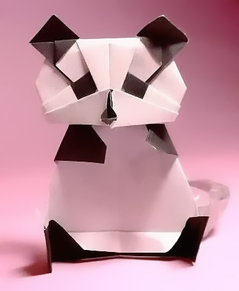 Origami Panda mask by Kunihiko Kasahara folded by Gilad Aharoni