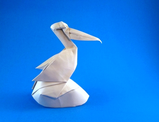 Origami Pelican by Jozsef Zsebe folded by Gilad Aharoni