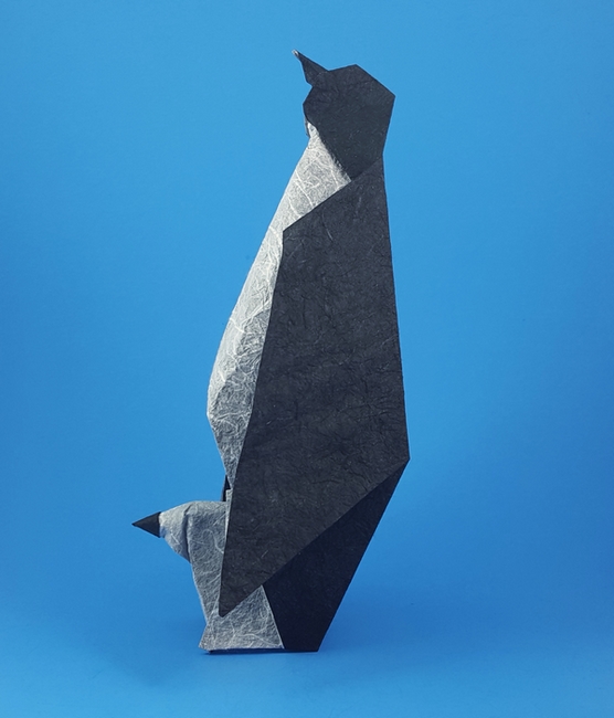 Origami Penguin with baby by Francesco Miglionico folded by Gilad Aharoni