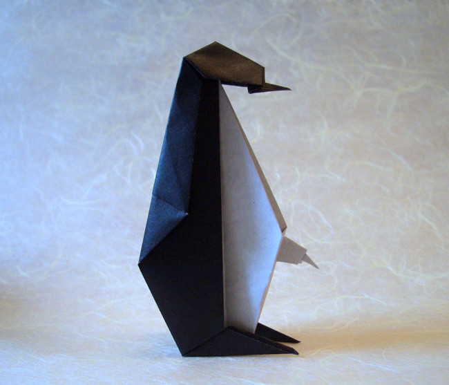 Origami Penguin with baby by Taichiro Hasegawa folded by Gilad Aharoni