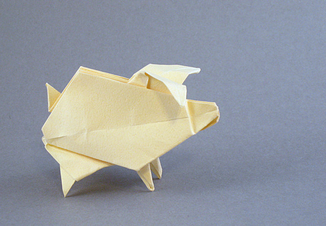 Origami Pig - inflatable by Roman Diaz folded by Gilad Aharoni