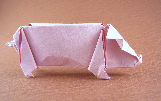 Origami Pig by Kunihiko Kasahara folded by Gilad Aharoni