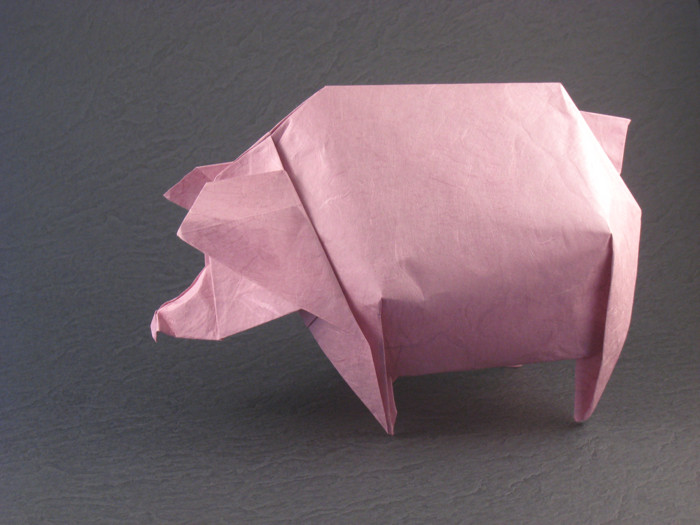 Origami Pig by Jozsef Zsebe folded by Gilad Aharoni
