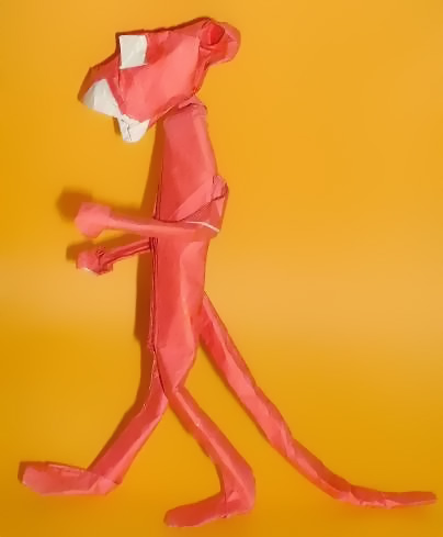 Origami Pink Panther by Patricio Kunz Tomic folded by Gilad Aharoni