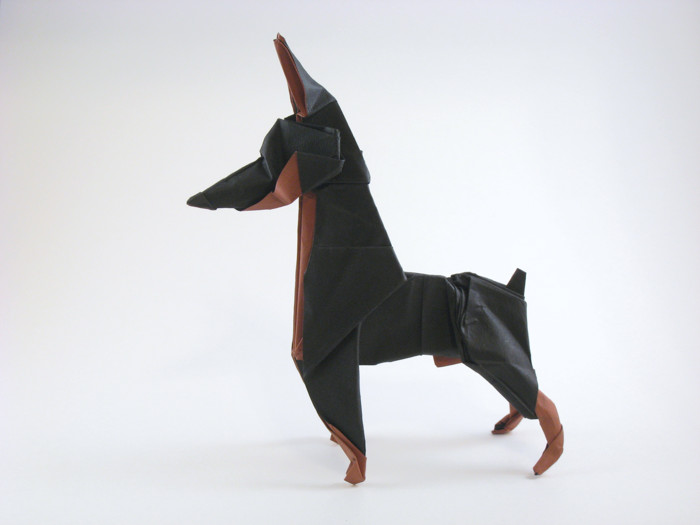 Origami Doberman pinscher by Ares Alanya folded by Gilad Aharoni