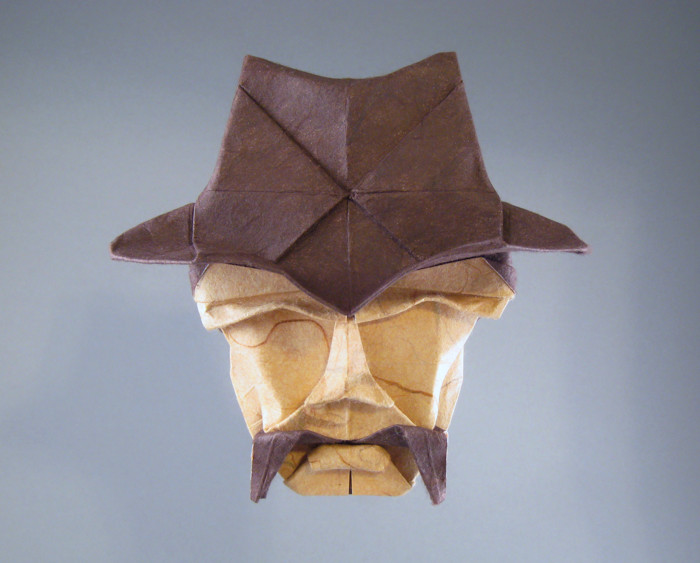 Origami Gunman mask by Gabriel Alvarez Casanovas folded by Gilad Aharoni