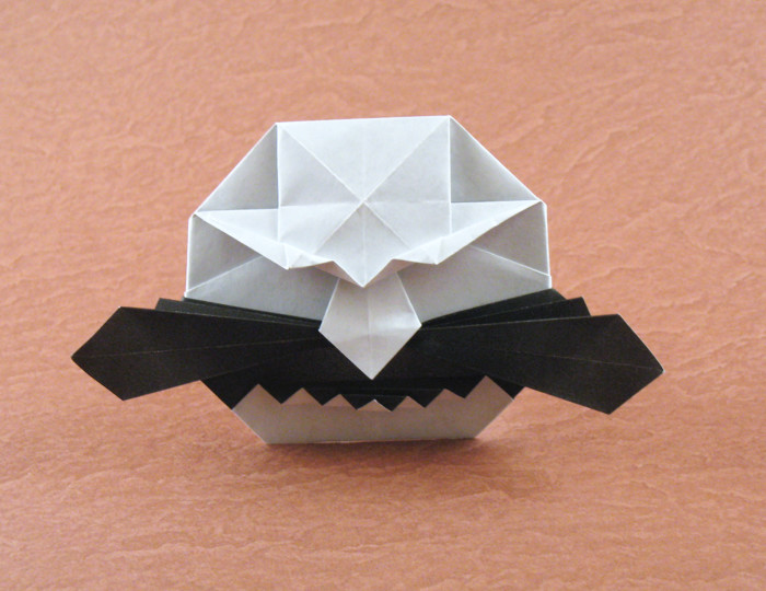 Origami Rakshasa mask by Gayatri Rao folded by Gilad Aharoni